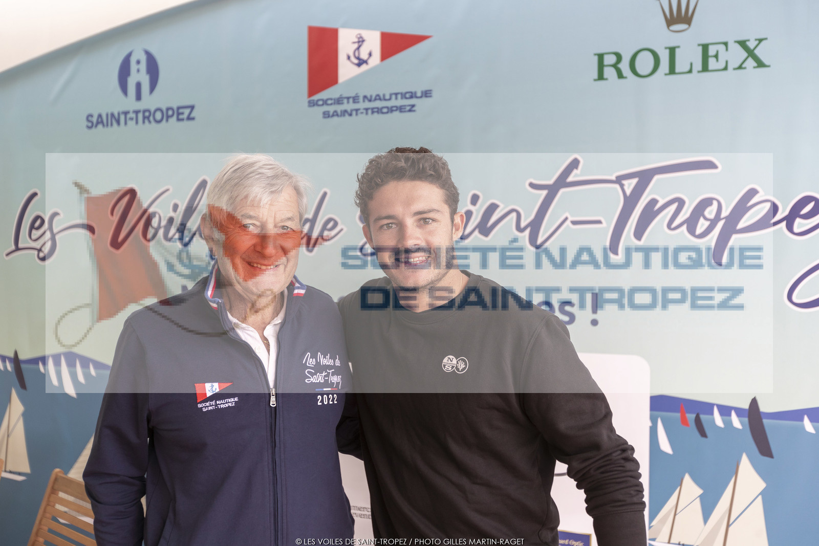 30 09 2022, Saint-Tropez (FRA,83), Voiles de Saint-Tropez 2022, Jour 7, Pierre Roinson, pdt SNST et Titouan Bernicot, fondateur de Coral Gardeners, North Sails ambassador